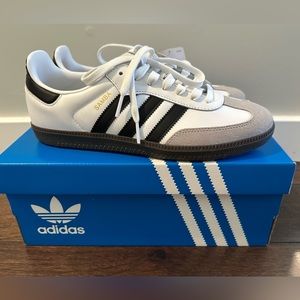 Adidas Samba Leather Sneakers White Black New in Box
